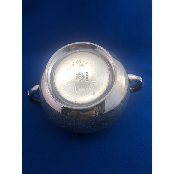 Homan quadruple Silver plated #2018 Floral Engraved Sugar Container Victorian - Picture 11 of 11